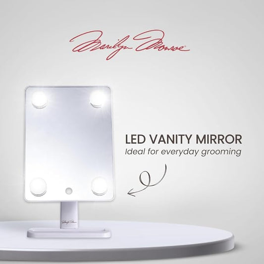 Marilyn Monroe β Vanity Mirror with Lights, Tabletop Makeup Mirror with 4 LED Bulbs, Portable, Smart Touch Control & 360Β° Rotation