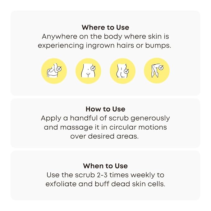 Bushbalm Ingrown Hair Exfoliating Scrub - Reduces Appearance of Ingrown Hairs and Helps with Underarm Bumps - Soothes Razor Bumps, Post Shave Redness and Itching - Sweet Escape 236 ml