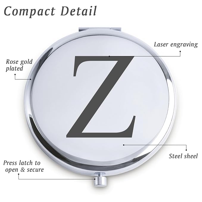 Personalized Gifts for Women Girls, Initial Compact Mirror, Unique Mothers Day Birthday Gifts for Friends Mom Wife Grandma Sister Daughter, 2025 Graduation Gifts for Her College Medical High School