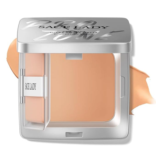 SACE LADY Ultra Cover Powder Foundation Makeup, Lasting Waterproof Full Coverage Foundation Cream With Mirror for Face Make Up 0.30Oz (Nude Beige, 0.30Oz)