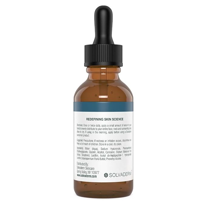 Solvaderm Excelagene Hyaluronic Acid Serum β Dual-Molecule Hydration Boost β Plumps, Firms & Smooths Fine Lines β Lightweight, Fast-Absorbing Anti-Aging Moisturizer for All Skin Types