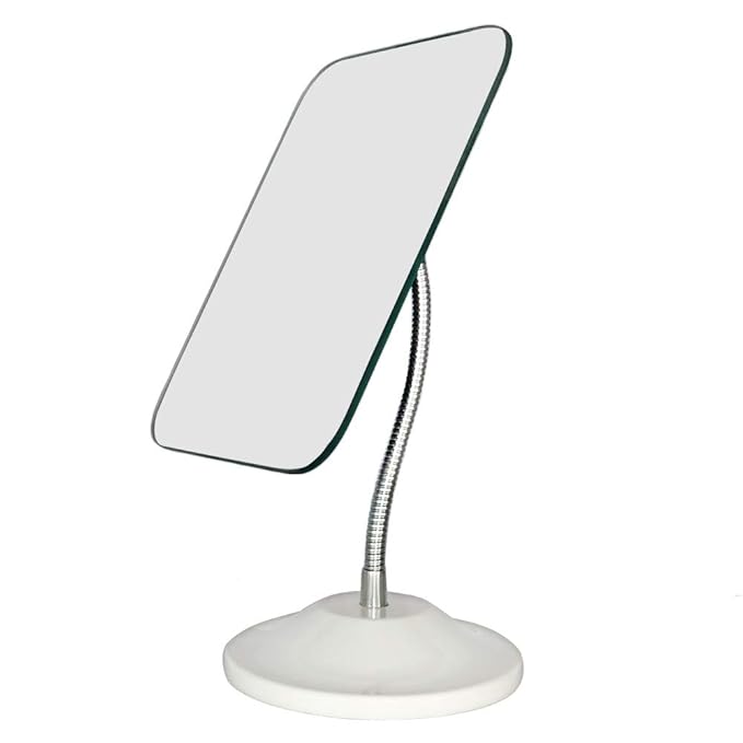 YEAKE Adjustable Flexible Gooseneck Makeup Mirror,360ยฐRotation Folding Portable Desk Vanity Mirror with Stand Shower Shaving Cosmetic Mirror Square