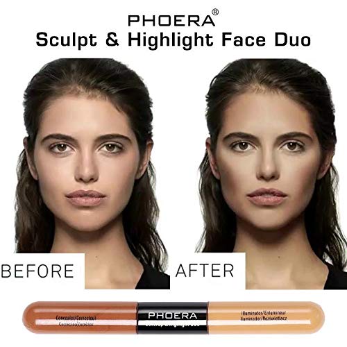 AQUAPURITY PHOERA® Sculpt & Highlight Concealer Contour Foundation Oil Control Face Contour Dual Face Shadow Repair Make Up (101 TAUPE/IVORY)