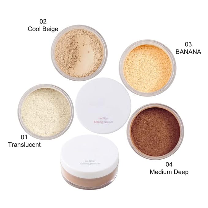 2 Pcs PHOERA Translucent Setting Powder, Control Oil Brighten Skin Color Cover Blemish Face Setting Loose Powderγ (01 Translucent)