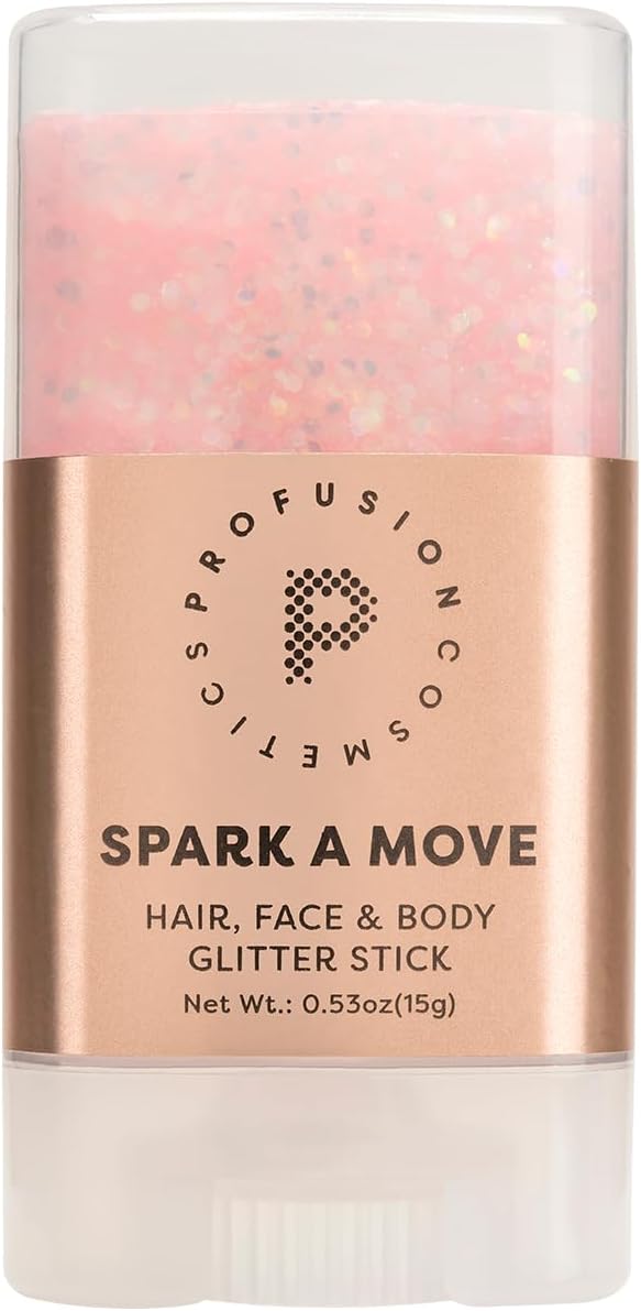 Profusion Cosmetics Spark A Move Hair, Face, and Body Glitter Stick, Get Glam Instantly and Shine Bright All Day with Multi-Dimensional Glitter Stick, Unleash Your Inner Sparkle (Shimmy)