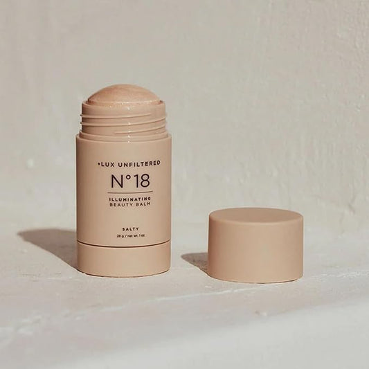 + Lux Unfiltered NΒ°18 Illuminating Beauty Balm - Highlighter Stick with Mango Butter - Buildable and Blendable Highlighter Makeup Stick - Vegan & Cruelty Free - Salty (A Sheer Opal Gloss)