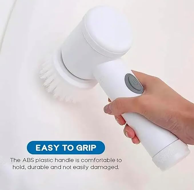 Coldless Electric Spin Scrubber,Bathroom Cleaning Brush Power Scrubber with 5 Replaceable Brush Heads for Floor, Tub, Tile, Kitchen, White