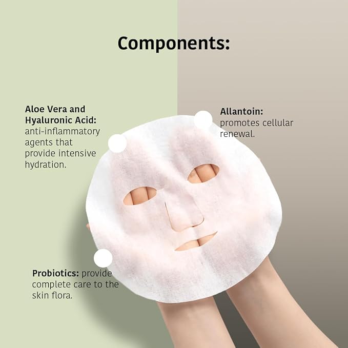 IROHA NATURE Comforting & Hydrating Tissue Face Mask with Aloe Vera | 5 Pack | Aftersun Effect | 96% Natural Ingredients