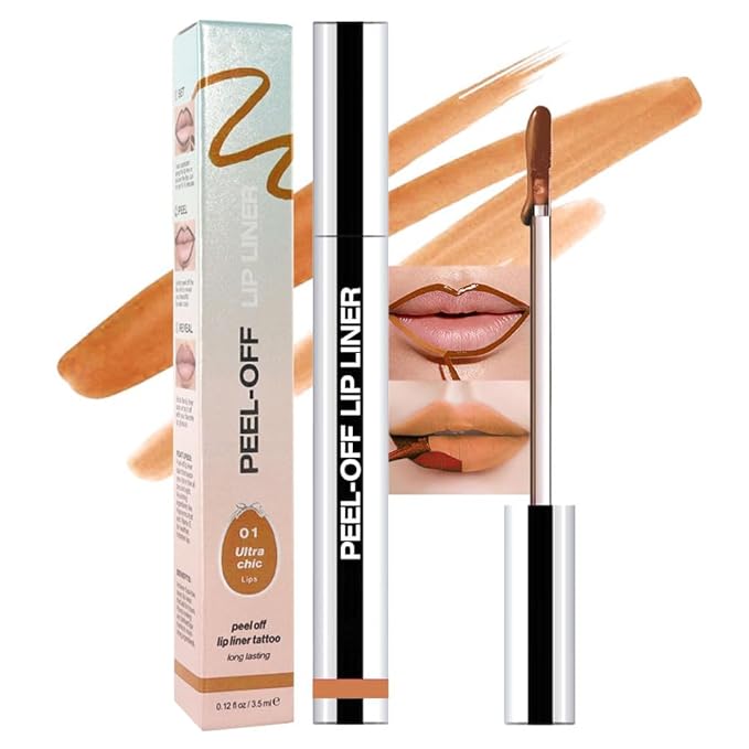 Matte Lip Gloss Stain-Peel Off Lip Liner Tattoo, Orange Brown Lip TintοΌLong Lasting Peel Off Lip Stain, Waterproof Transfer-proof Lip Mask Lip Liner Peel Off Lip Gloss,Stayn Lip Makeup. #01