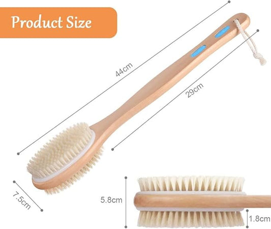 Body Brush Back Scrubber for Shower Exfoliating Body Scrubber with Soft and Stiff Bristles Shower Foot Scrubber Shower Loofah with Long Handle for Wet or Dry Brushing Exfoliating Massage