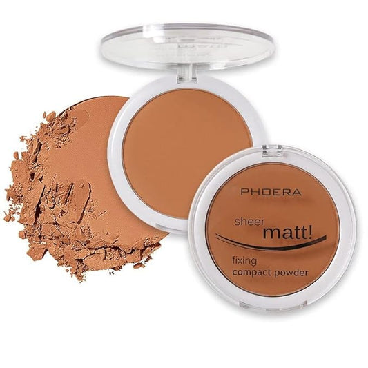 2 Pack PHOERA Matte Face Powder, Control Oil Brighten Skin Color Cover Blemish Makeup Face Setting Setting Powder Foundationγ (207-Sand)