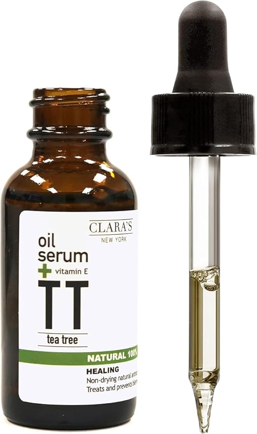 Claraβs New York 100% Natural Tea Tree Facial Oil Serum with Vitamin E β Lightweight, Non-Greasy, Acne & Redness Calming Face Oil for Blemish-Prone Skin β Vegan, Cruelty-Free β 30ml