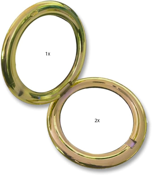 2 Pcs Folding Compact Travel Makeup Mirror 2X 1x Magnification Portable Mini Beauty Accessories (Glossy Gold)