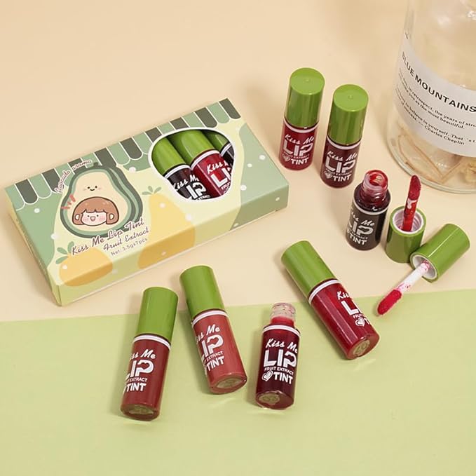7 Colors Lip Tint Stain Set, Watery Lip Stain Mini Liquid Matte Lipstick,Moisturizing Lip Stain, Long-Lasting,Non-Stick Tinta Para Labios, Waterproof and High Pigment Lip Makeup (02# AVOCADO)