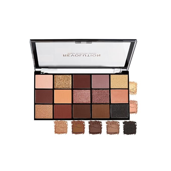 Revolution, Reloaded Eyeshadow Palette, Highly Pigmented, Matte & Shimmer Finishes, 15 Shades, Velvet Rose, 0.58 oz