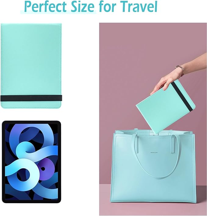 Travel Mirror with LED Lights - 8x5.5inch Lighted Makeup Mirror 3 Color Modes, Portable Vanity Mirror with Light of PU Leather, Desktop Cosmetic Light Up Mirror, Travel Accessories for Women