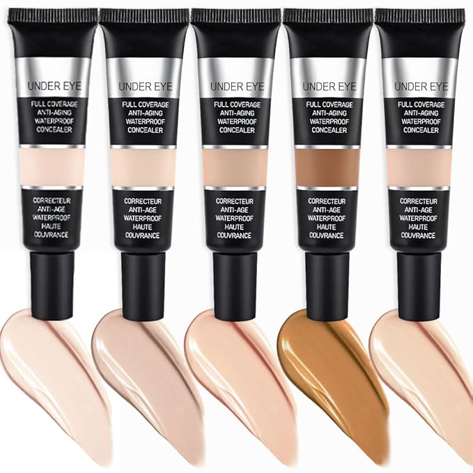 Pro Under Eye Full Coverage Liquid Concealer to Cover Dark Circles, Scars, Redness, Spots, Fine Lines, Corrector Anti-Aging Natural Finish, Moistening Smooth Cream, Waterproof 0.4 fl oz - Nude#