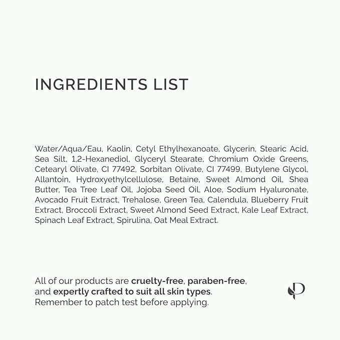 PLANTIFIQUE Korean Skincare Clay Mask β Hydrating Mud Mask with Avocado & Superfoods, Dermatologist-Tested for Face & Body β Vegan, 3.4 Oz/100ml