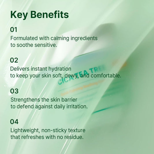 AVCA Quick Calming Cica Tea Tree Cream 100ml(3.38 fl. oz) β Soothing Moisturizer for Sensitive, Redness-Prone Skin, Lightweight Hydrating Gel, K-Beauty