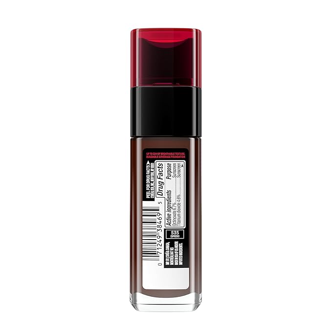 L'Oreal Paris Makeup Infallible Up to 32 Hour Fresh Wear Lightweight Foundation, 535 Espresso, 1 Fl Oz, Packaging May Vary