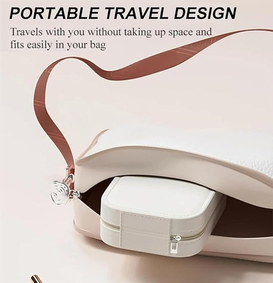 Makeup Case with LED Mirror, Three Color Brightness Adjustable Makeup Mirror, Rechargeable Makeup Mirror, Portable Cosmetic Case, LED Light Jewelry Box (Pink)