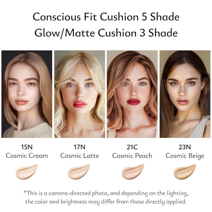 MOONSHOT KOREA Conscious Fit/Glow/Matte Cushion Foundation Flawless Coverage,Glass skin,Long-Lasting, Lightweight, Buildable Coverage,k-beauty (Glow Fit Cushion, 21C Cosmic Peach)