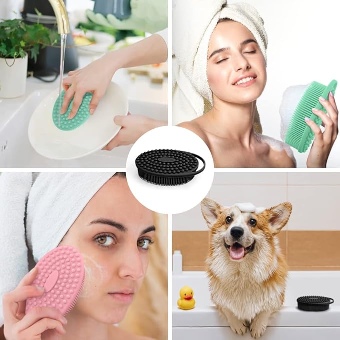3 Pack Silicone Body Scrubber, Exfoliating Body Scrubber, Soft Silicone Loofah, Body Scrubber Fit for Sensitive and All Kinds of Skin, Rapid Foaming, Clean and Sanitary