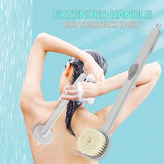 Liquid Bath Brush with Long Handle, Detachable Back Brush with Soap Dispenser Body Wash Brush Long Handled Bath for Massage Cleaning Brush Exfoliating Brush Back Care Shower Brush