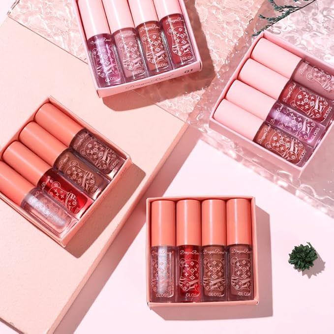 8 Colors Tinted Lip Gloss Set Hydrating Lip Glow Oil Plumping Lip Moisturizing Transparent Lip Care Oil Shiny Jelly Lip Gloss for Women and Girls (A)
