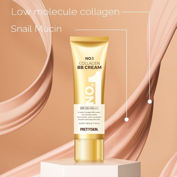 Collagen BB Cream with Zinc Oxide & Titanium Dioxide β Lightweight Daily Korean BB Cream for Moisture Balance, Natural Coverage & Skin Comfort (1.69 fl.oz.)