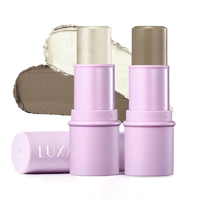 2Pcs Makeup Stick With Highlighter & Bronzer Moisturizer Illuminator For Face Brightens Hydrates And Contouring Pen Moisture Eyes Lips Cheeks #T Medium