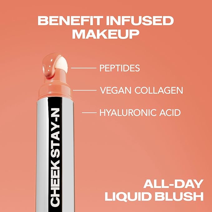 Sacheu Cheek STAY-N Liquid Blush for Cheeks β High Pigment, Buildable, Lightweight Cream Blush Infused With Squalane, for Dewy & Radiant Flushed Cheeks β Long-lasting & Cruelty Free, I'm Playful