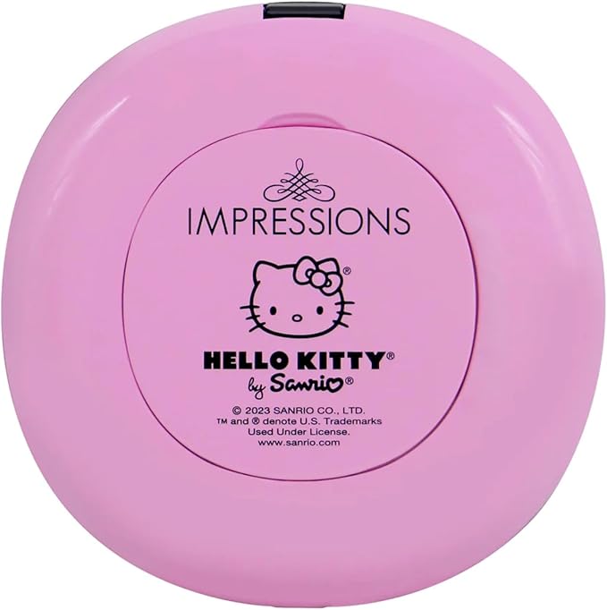 Impressions Vanity Hello Kitty The Favorites Compact Mirror with Light, Double Sided Cute Travel Makeup Mirror with Magnification, Soft Touch Button, and Adjustable Brightness