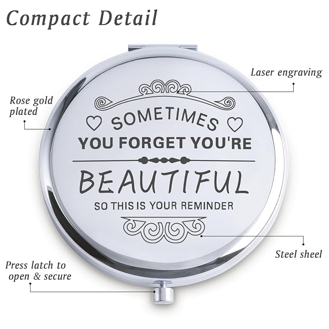 Personalized Gifts for Women Girls, Inspirational Compact Mirror, 2025 Graduation Gifts for Her, Unique Mothers Day Birthday Gift for Mom Wife Sister Daughter Niece Friend Granddaughter Grandma Aunt