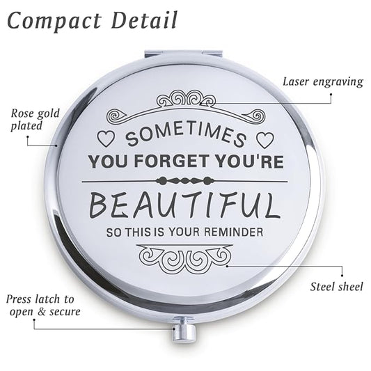 Personalized Gifts for Women Girls, Inspirational Compact Mirror, 2025 Graduation Gifts for Her, Unique Mothers Day Birthday Gift for Mom Wife Sister Daughter Niece Friend Granddaughter Grandma Aunt