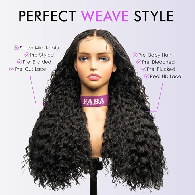 Braided Wigs for Black Women 200% Density Glueless Wigs Human Hair Pre Plucked Pre Cut 9x6 Lace Front Wig Deep Wave Human HairοΌBlack CurlyοΌ14inch