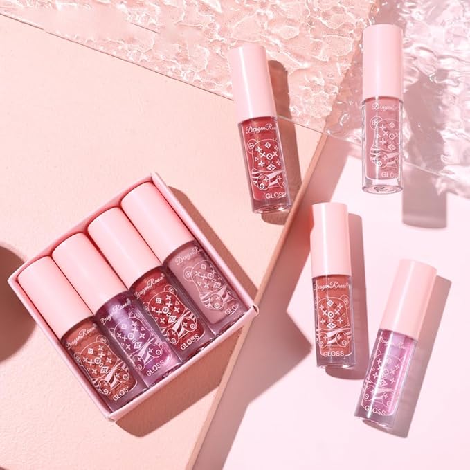 8 Colors Tinted Lip Gloss Set Hydrating Lip Glow Oil Plumping Lip Moisturizing Transparent Lip Care Oil Shiny Jelly Lip Gloss for Women and Girls (A)