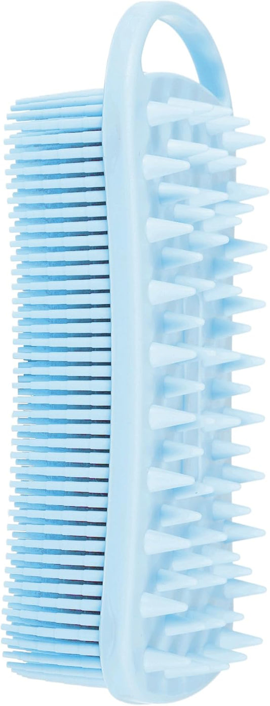 VOCOSTE Silicone Body Scrubber, 2 in 1 Body Brush Hair Scalp Massager, Soft Body Scrubbers for Use in Shower, Lathers Well Exfoliating Body Scrubber for All Skin Types, Blue