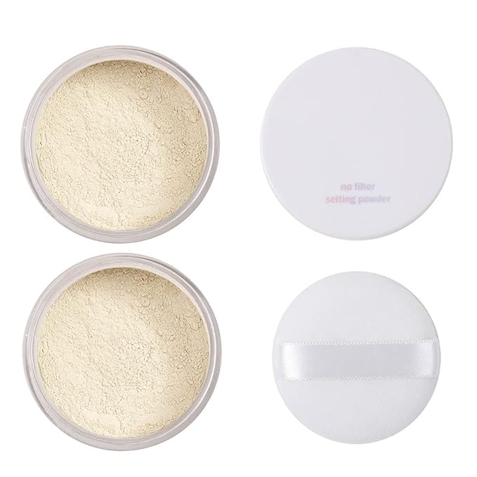 2 Pcs PHOERA Translucent Setting Powder, Control Oil Brighten Skin Color Cover Blemish Face Setting Loose Powderγ (01 Translucent)