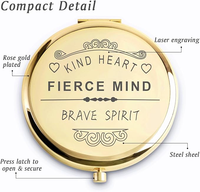 Personalized Gifts for Women Girls, Inspirational Compact Mirrors, 2025 Graduation Gifts for Her, Unique Mothers Day Birthday Gifts for Mom Sister Wife Daughter Niece, Friendship Gifts for Friends