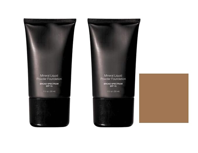 Mineral Liquid Powder Foundation Broad Spectrum SPF 15 Pack of 2 (Sunlit Beige)