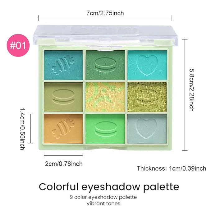 9Colors Eyeshadow Palette, Green Eye Enhancers Magic EyeShadow Palette, Glitter Shimmer Sparkly Eye Shadow Makeup, Velvety Pigmented Creamy Long Lasting Waterproof Naturing-Looking Women Girls