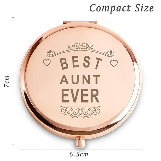 Aunt Gifts from Niece Nephew, Personalized Compact Mirror, Sentimental Mothers Day Birthday Gifts for Auntiet, Best Aunt Ever Gifts, Unique Aunt Presen