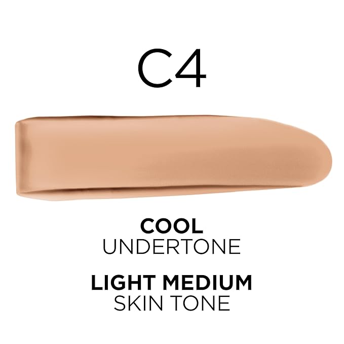 L'Oreal Paris True Match Super-Blendable Foundation, Medium Coverage Liquid Foundation Makeup, C4, Light Medium, 1 Fl Oz