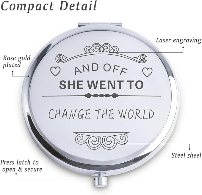 Personalized Gifts for Women Girls, Inspirational Compact Mirrors, 2025 Graduation Gifts for Her, Unique Mothers Day Birthday Gifts for Mom Sister Wife Daughter Niece, Friendship Gifts for Friends
