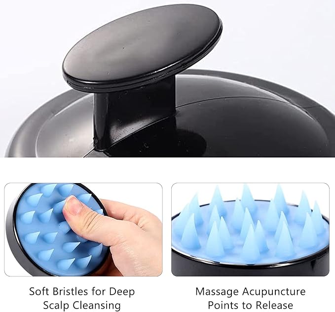 Silicone Body Scrubber Hair Shampoo Brush, Hair Scrubber Soft Silicone Bristles with 2 Pcs Hooks 1 Pcs Lanyard for All Skin Nourishing Cleansing