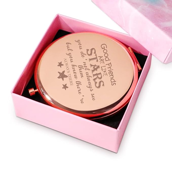 Friendship Gifts for Women Girls, Personalized Compact Mirror, Mothers Day Birthday for Gifts for Female Friends Bestie Bestfriend, 2025 Graduation Gifts for Her Middle High School College