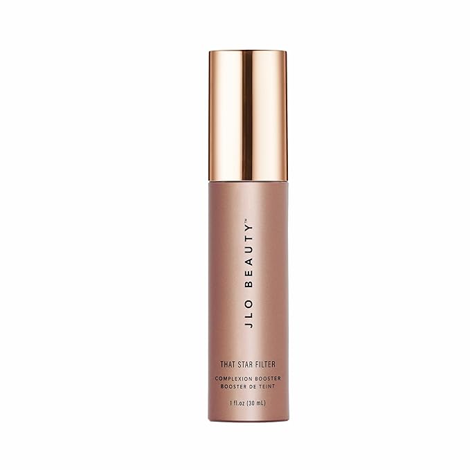 JLO BEAUTY That Star Filter Complexion Booster Highlighter & Bronzing Drops, Pink Champagne, 1 fl oz, For Body & Face, Makeup Primer with Vitamin E, Lightweight Shimmer Sheer Formula, Dewy, Glowy Skin