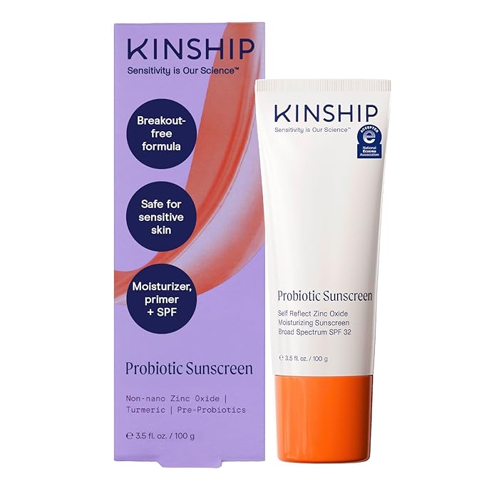 Kinship Zinc Oxide Mineral Facial Sunscreen SPF 32 Self Reflect for Sensitive Skin - Vegan - Clean & Reef Safe Sunblock for Face & Body (3.5 oz)