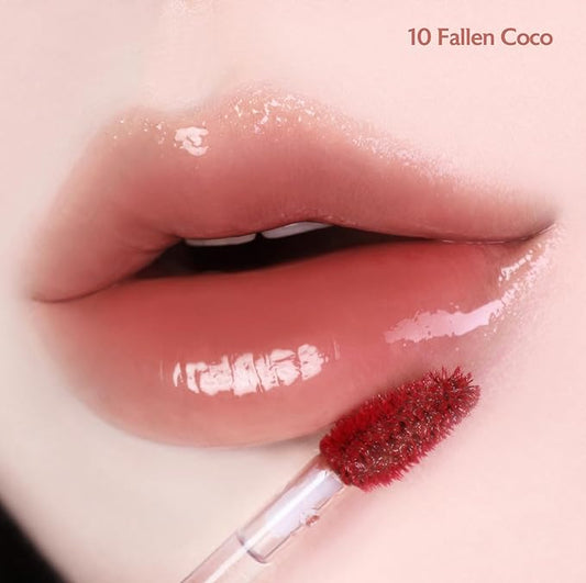 MILKTOUCH Jelly Fit Glow Lip Tint - Hydrating Lip Gloss with Long-Lasting Moisture, Color Stain, Lightweight Formula, Radiant Shine, Perfect for Daily Use, Korean Lip (10 Fallen Coco, 4ml)